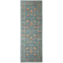 Tappeto Originale Floralia Pakistan 90x252 Blu