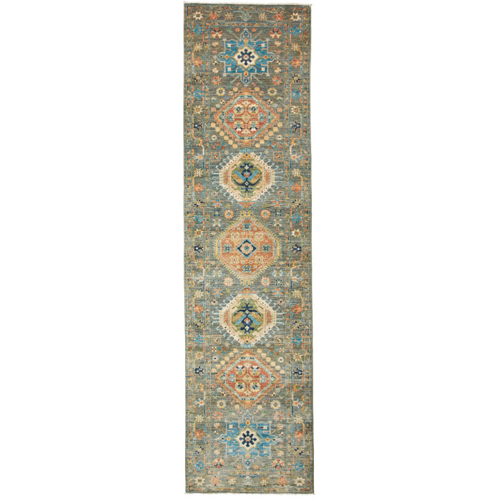 Hand Made Rug Floralia Pakistan 79x302 Dark Gra