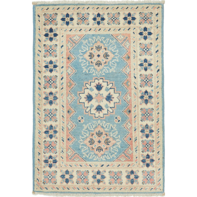 Rug Kazak Afghanistan 63x92 Light Blue Cream