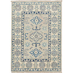 Rug Kazak Afghanistan 66x93 Ivory Indigo Blue