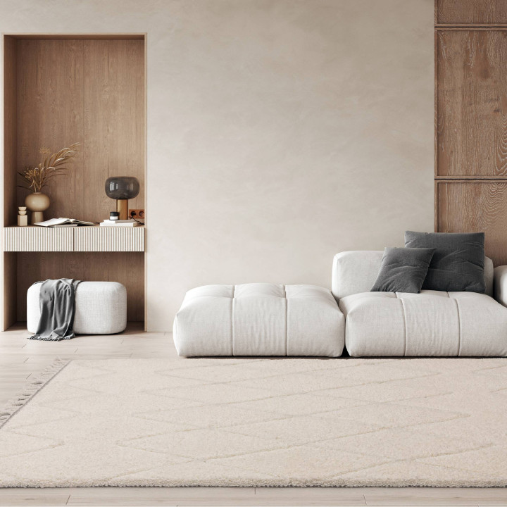 Tappeto Fes geometrico crema e grigio chiaro 200