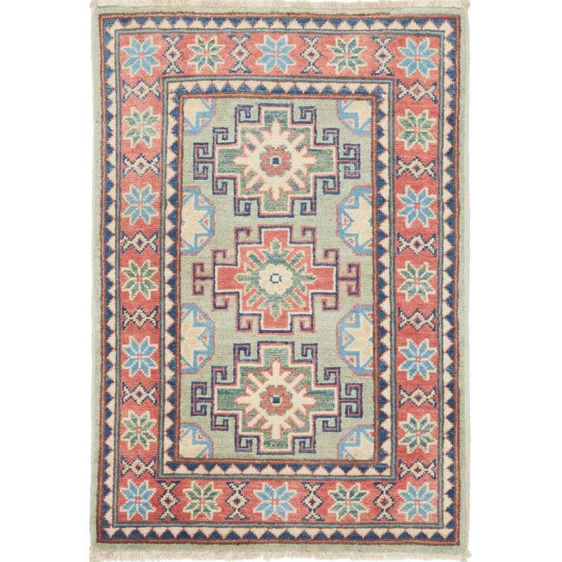 Rug Kazak Afghanistan 61x89 Sage Green Terracot