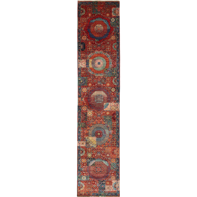 Rug Mamlouk Pakistan 85x393 Brick Red Blue