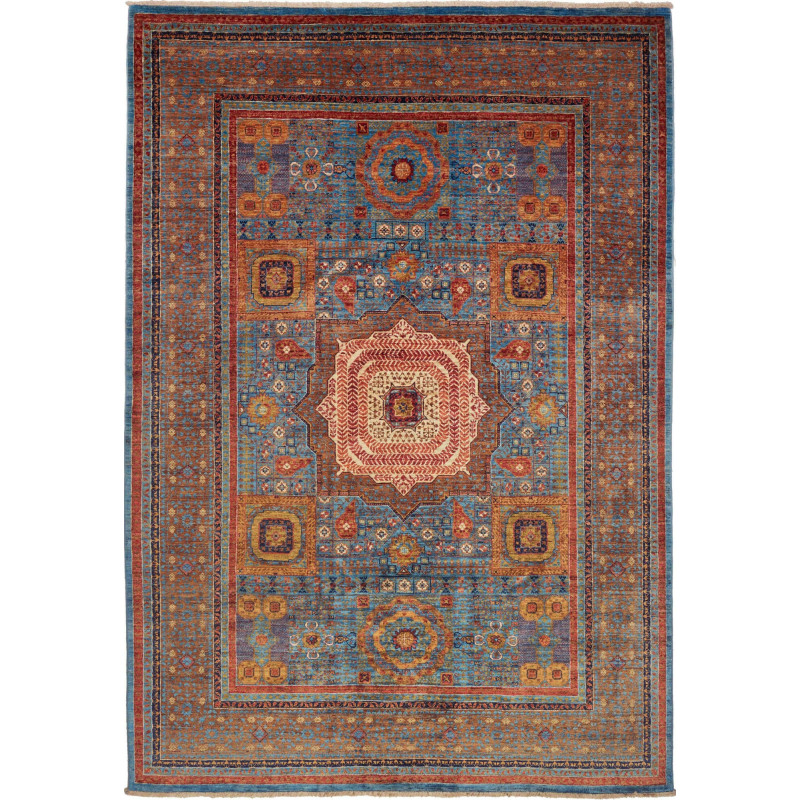 Rug Mamlouk Pakistan 211x304 Teal Blue Terracot