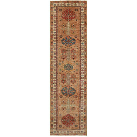 Rug Kazak Fine Pakistan 82x297 Terracotta Beige