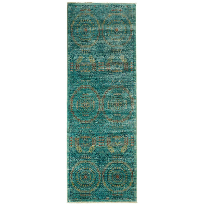 Rug Mamlouk Pakistan 77x217 Turquoise Rust Gold