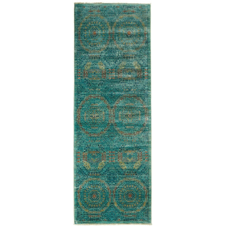 Rug Mamlouk Pakistan 77x217 Turquoise Rust Gold