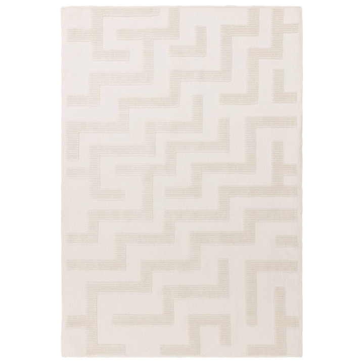 Rug Freja geometric white light beige 160x230 cm