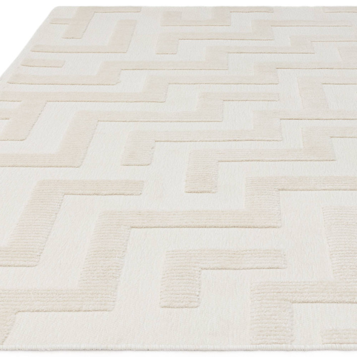 Rug Freja geometric white light beige 160x230 cm