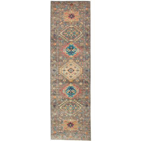 Rug Tribal Pakistan 81x295 Distressed Charcoal