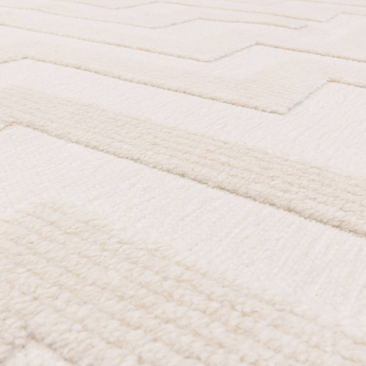 Tappeto Freja geometrico bianco e beige chiaro 1
