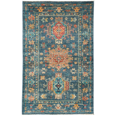 Rug Tribal Pakistan 79x124 Petrol Blue Rust Ora