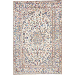 Hand Made Rug Kashan Persia 197x295 Ivory Blue