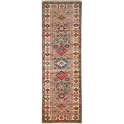 Rug Kazak Fine Pakistan 82x258 Sage Green Cream