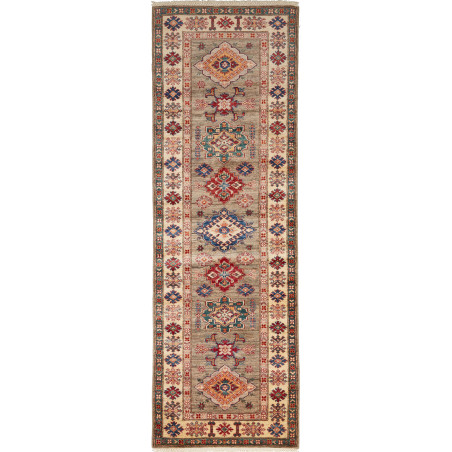 Rug Kazak Fine Pakistan 82x258 Sage Green Cream