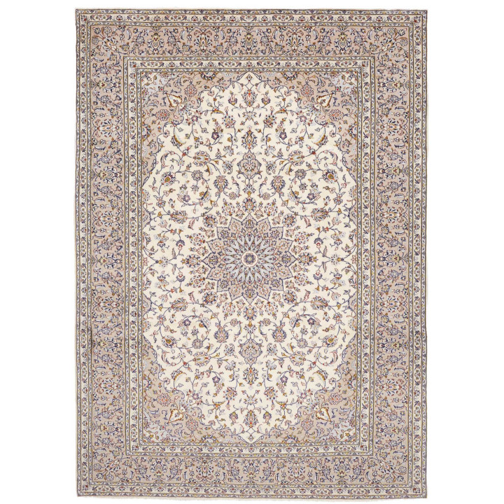 Hand Made Rug Kashan Persia 245x340 Ivory Taupe