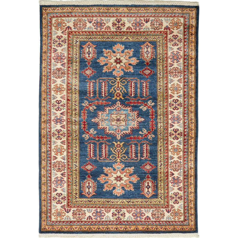Rug Kazak Fine Pakistan 103x148 Dark Blue Cream