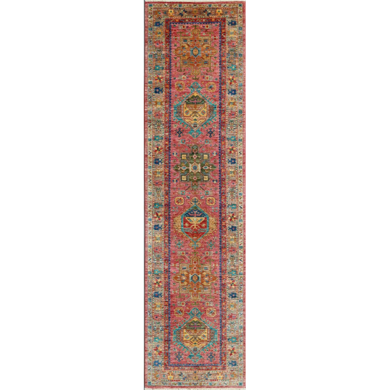 Rug Tribal Pakistan 77x297 Red Pink Blue Gold G