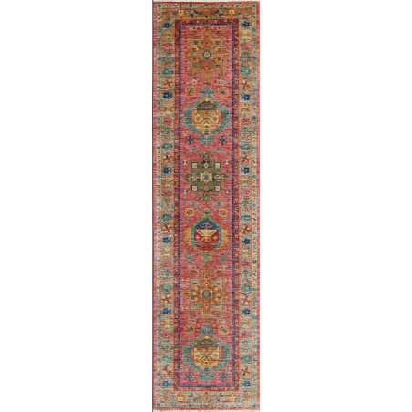 Rug Tribal Pakistan 77x297 Red Pink Blue Gold G