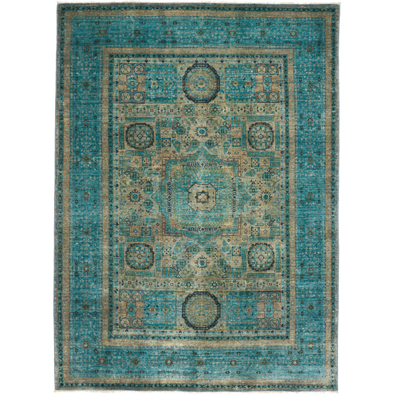 Rug Mamlouk Pakistan 143x201 Turquoise Gold Bei
