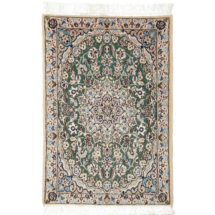 Hand Made Rug Nain 9la Persia 62x89 Green Ivory