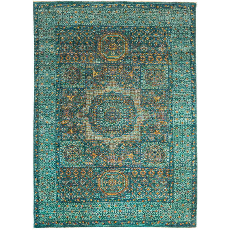 Rug Mamlouk Pakistan 157x203 Turquoise Gold Och