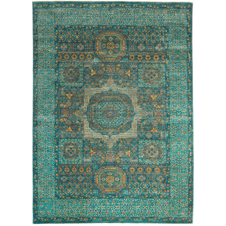 Rug Mamlouk Pakistan 157x203 Turquoise Gold Och