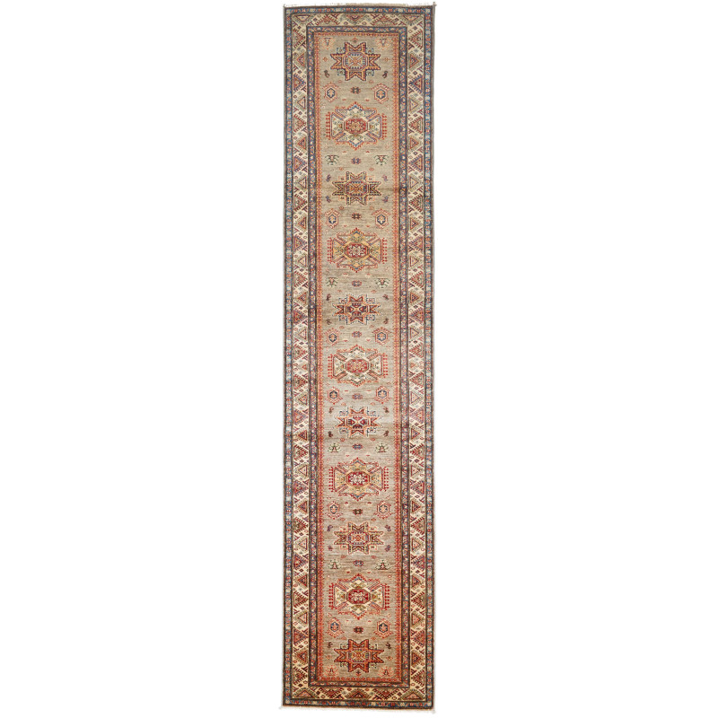Rug Kazak Fine Pakistan 75x597 Gray Beige Terra