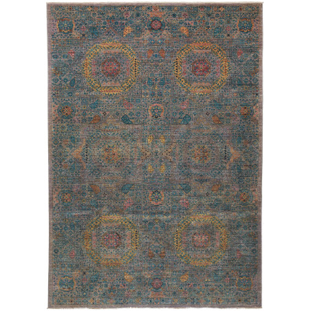 Rug Mamlouk Pakistan 202x297 Teal Gold Rose Ter