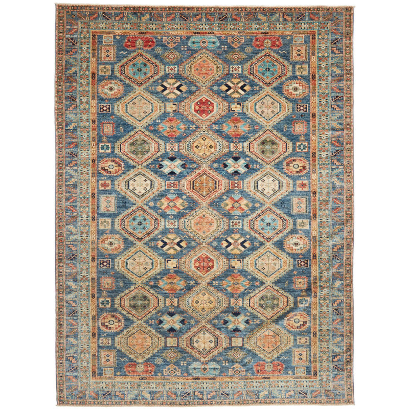 Rug Kazak Fine Pakistan 279x379 Blue Orange Ter