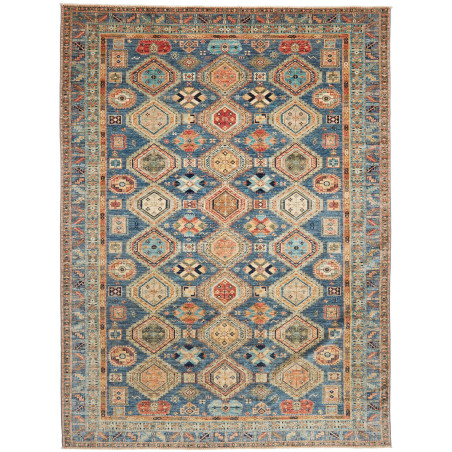 Rug Kazak Fine Pakistan 279x379 Blue Orange Ter