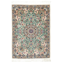 Hand Made Rug Nain 9la Persia 63x89 Green Ivory