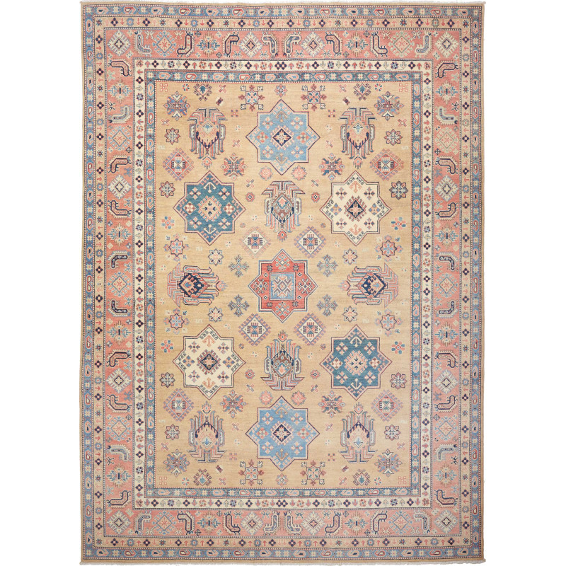 Rug Kazak Afghanistan 268x372 Sand Beige Turquo