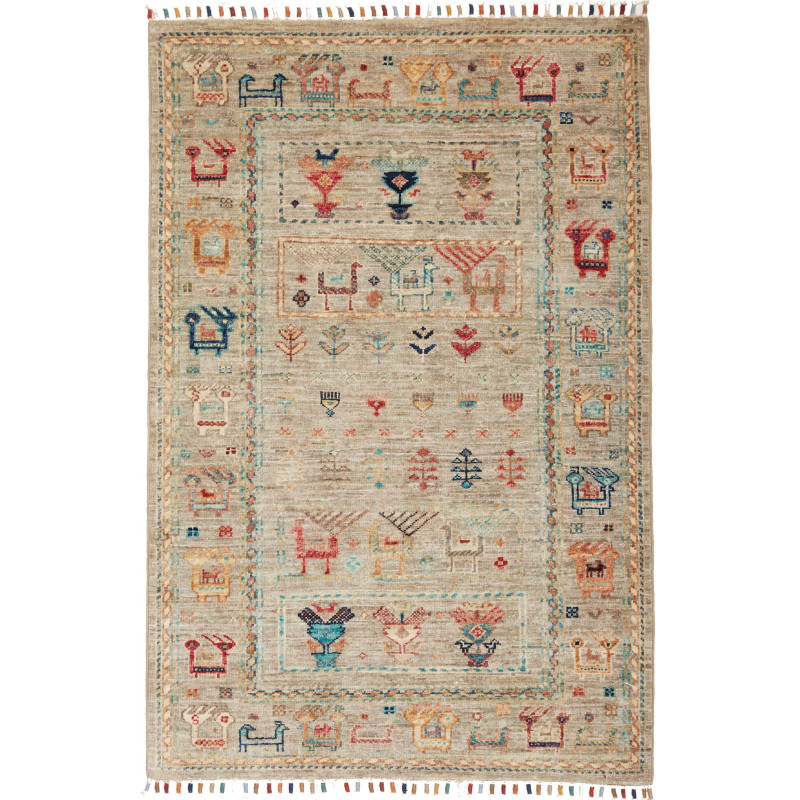 Rug Rubin Pakistan 79x132 Greige Terracotta Blu