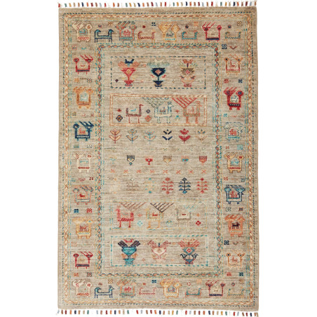 Rug Rubin Pakistan 79x132 Greige Terracotta Blu