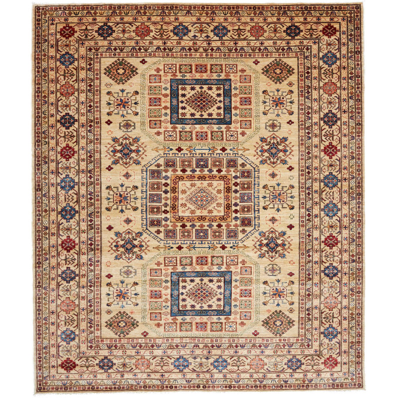 Rug Kazak Fine Pakistan 261x304 Beige Blue Red