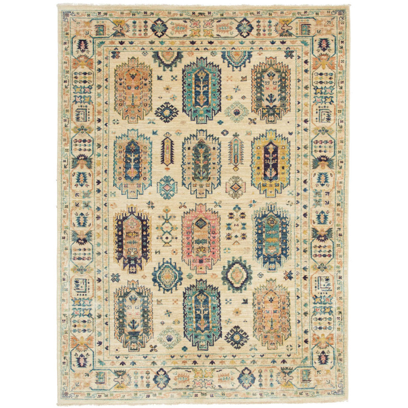 Rug Tribal Pakistan 147x201 Cream Beige Blue Te