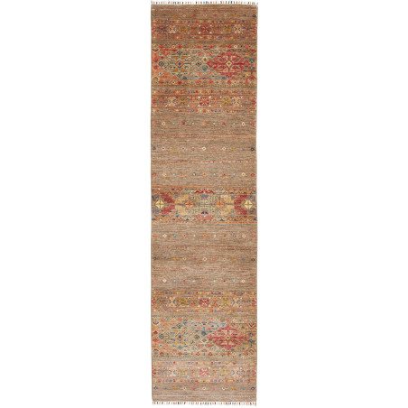 Rug Rubin Pakistan 77x296 Taupe Brown Brick Red