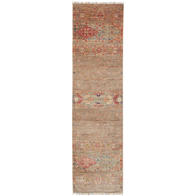 Rug Rubin Pakistan 77x297 Earth Brown Beige Red