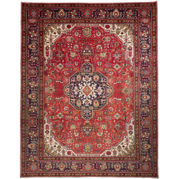 Hand Made Rug Tabriz Persia 304x399 Red Dark Bl