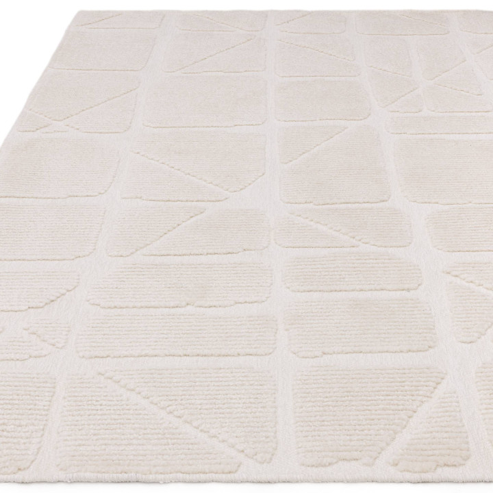 Rug Freja geometric white light beige 80x150 cm