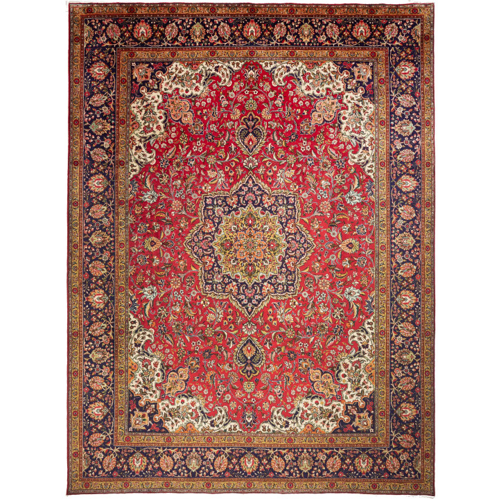 Hand Made Rug Tabriz Persia 298x410 Red Dark Bl