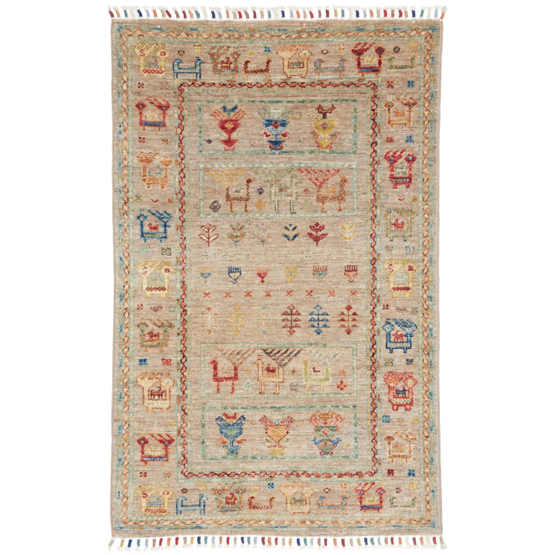 Rug Rubin Pakistan 81x129 Beige Red Blue Yellow
