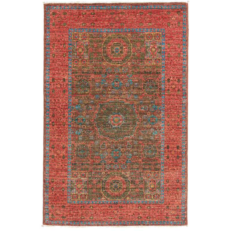 Rug Mamlouk Pakistan 79x124 Terracotta Red Teal