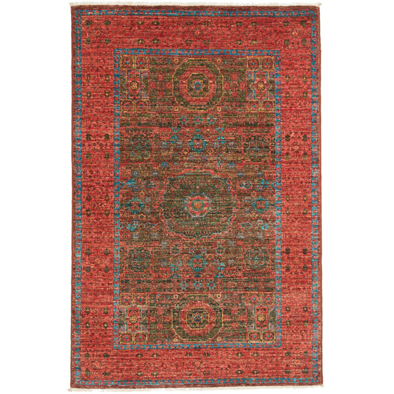 Rug Mamlouk Pakistan 81x123 Red Terracotta Turq