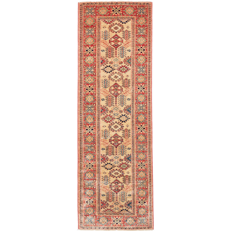 Rug Kazak Fine Pakistan 76x244 Beige Red Navy B