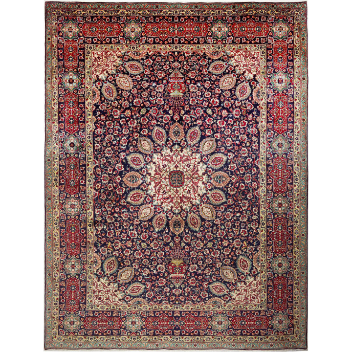 Tappeto Originale Tabriz Persia 303x400 Blu Scu