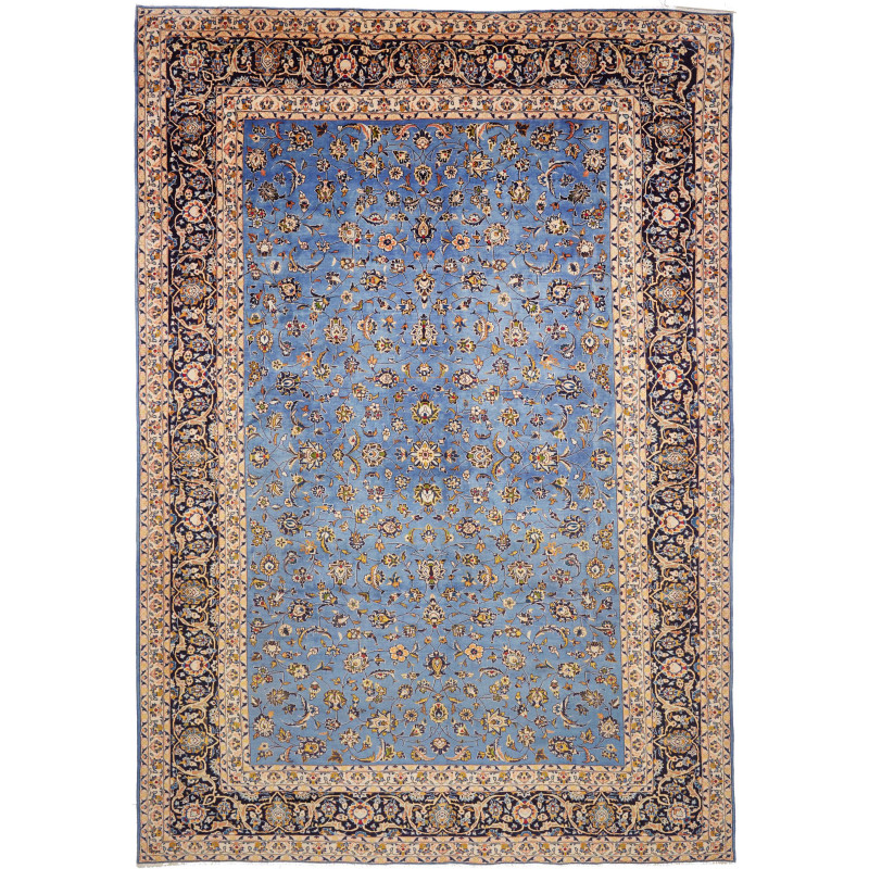 Rug Kashan Persia 307x447 Sky Blue Azure Cream
