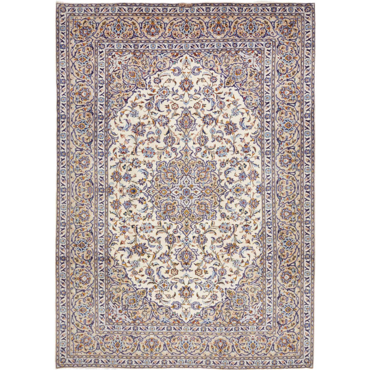 Hand Made Rug Kashan Persia 257x363 Ivory Blue