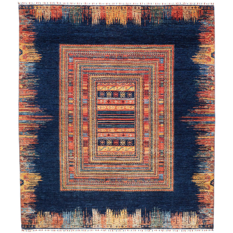 Rug Siva Pakistan 252x290 Navy Orange Red Gold